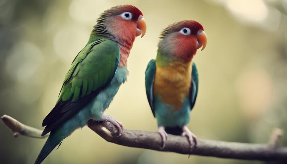 affectionate parrots in love