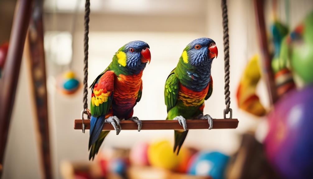 birds enjoy colorful toys