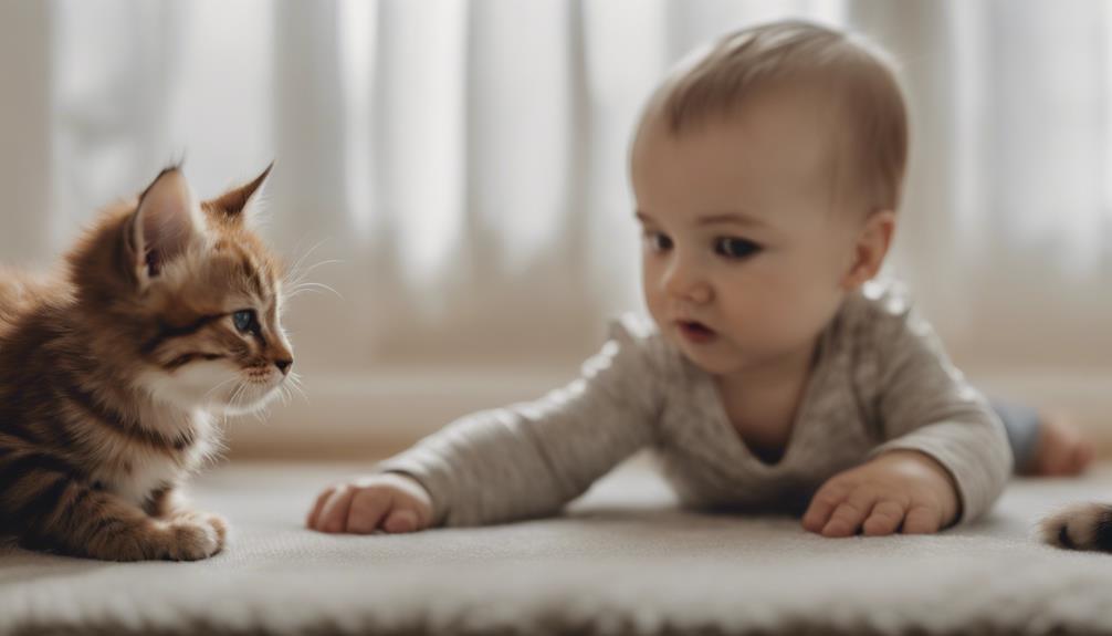 cat socializing with children