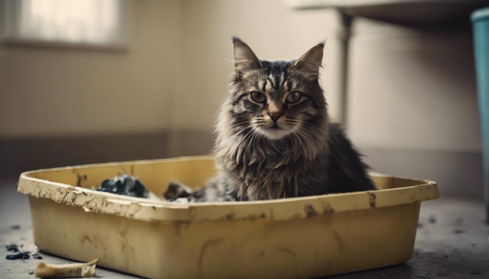 cat struggling with litter